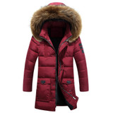 Winter Jackets Parka Men Windbreaker Large Fur Collar Coat Mens Mid-Long Thickening Jacket Male Autumn Winter Warm Outwear