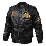 Maxulla Winter Mens Leather Jacket Casual Men Faux Leather Coats Male Embroidered Motorcycle Leather Jackets Biker PU Coats 5XL
