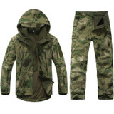 Tactical Soft Shell Fleece Jacket Men Winter Army Military Waterproof Suit Coats Outwear Camouflage Camo Shark Skin Jackets Set