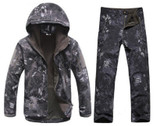 Tactical Soft Shell Fleece Jacket Men Winter Army Military Waterproof Suit Coats Outwear Camouflage Camo Shark Skin Jackets Set