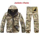 Tactical Soft Shell Fleece Jacket Men Winter Army Military Waterproof Suit Coats Outwear Camouflage Camo Shark Skin Jackets Set