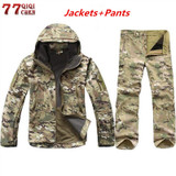 Tactical Soft Shell Fleece Jacket Men Winter Army Military Waterproof Suit Coats Outwear Camouflage Camo Shark Skin Jackets Set