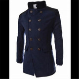 Fashion Slim Woolen Coats Men Steampunk Trench Coat Men Casual Stand Collar Formal Overcoat Winter Warmth Thickening Windbreaker