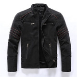 2020 Autumn Winter Men's Leather Jacket Casual Fashion Stand Collar Motorcycle Jacket Men Slim High Quality PU Leather Coats