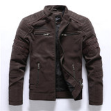 2020 Autumn Winter Men's Leather Jacket Casual Fashion Stand Collar Motorcycle Jacket Men Slim High Quality PU Leather Coats