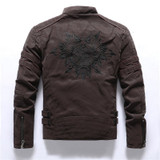 2020 Autumn Winter Men's Leather Jacket Casual Fashion Stand Collar Motorcycle Jacket Men Slim High Quality PU Leather Coats