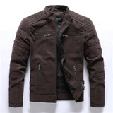 2020 Autumn Winter Men's Leather Jacket Casual Fashion Stand Collar Motorcycle Jacket Men Slim High Quality PU Leather Coats