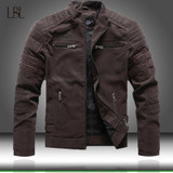 2020 Autumn Winter Men's Leather Jacket Casual Fashion Stand Collar Motorcycle Jacket Men Slim High Quality PU Leather Coats