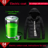Women/Men Winter Outdoor Down Jacket USB Electric Heating Warm Coat Cotton High Quality Fishing Hiking Heated Thicken Clothing