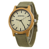 BEWELL Unisex Zebra Bamboo Wood Watch Mens Watches Top Brand Luxury Women Watches Canvas Band Wooden Men Sport Watch 124B