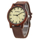 BEWELL Unisex Zebra Bamboo Wood Watch Mens Watches Top Brand Luxury Women Watches Canvas Band Wooden Men Sport Watch 124B