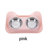 Cat Ear Pet Bowl Durable Double Stainless Steel Dog Cat Bowls With Non-Spill Non-Skid Design for Pet Food Water Elevated Feeder