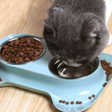 Cat Ear Pet Bowl Durable Double Stainless Steel Dog Cat Bowls With Non-Spill Non-Skid Design for Pet Food Water Elevated Feeder