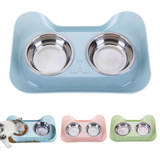 Cat Ear Pet Bowl Durable Double Stainless Steel Dog Cat Bowls With Non-Spill Non-Skid Design for Pet Food Water Elevated Feeder