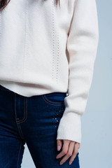 Beige Textured Sweater With Round Neck