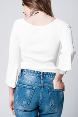 White Textured Knitted Sweater