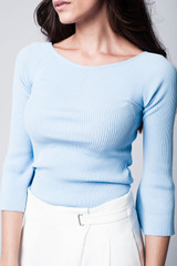 Blue Knitted Sweater With Texture Detail