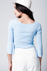 Blue Knitted Sweater With Texture Detail