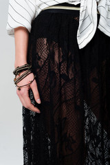 Black Lace Midi Skirt
