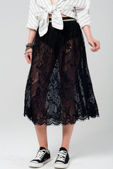 Black Lace Midi Skirt