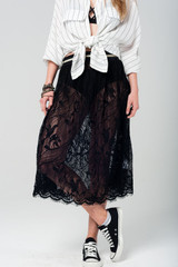 Black Lace Midi Skirt