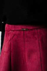 Marsala Suede A-Line Midi Skirt
