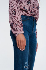 Ripped Skinny Jeans in Blue Denim