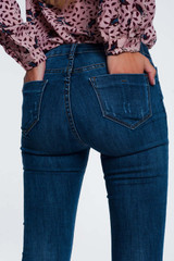 Ripped Skinny Jeans in Blue Denim