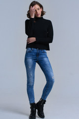 Sweater With Ruffle in Black