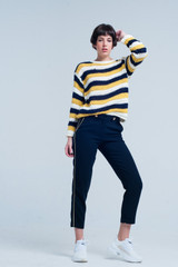 Mustard Striped Chunky Knit Sweater