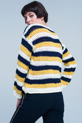 Mustard Striped Chunky Knit Sweater