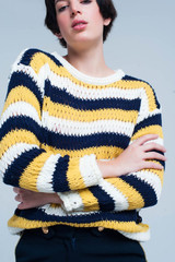 Mustard Striped Chunky Knit Sweater