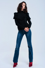 Black Sweater With Ruffle
