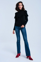 Black Sweater With Ruffle