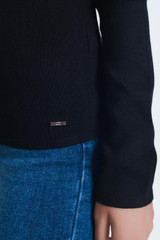 Black Ruffle Turtleneck Sweatshirt