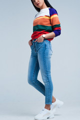 Fringed Light Washed Skinny Jeans