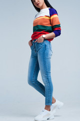 Fringed Light Washed Skinny Jeans
