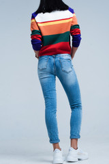 Fringed Light Washed Skinny Jeans