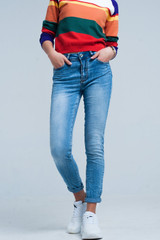 Fringed Light Washed Skinny Jeans