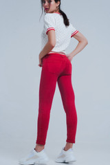 Red Mid Rise Skinny Jeans