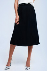 Black Midi Skirt With Belt