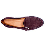 Men's Belt Buckle Decoration Brown Suede Loafers