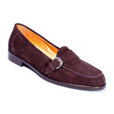 Men's Belt Buckle Decoration Brown Suede Loafers