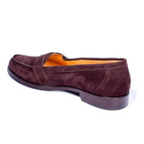 Men's Belt Buckle Decoration Brown Suede Loafers