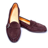 Men's Belt Buckle Decoration Brown Suede Loafers