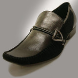 Men's Leather Suede Stitching Metal Buckle Decoration Loafers