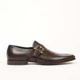 Men's Classic Brown Soft Leather Golden Buckle Decoration Loafers