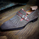Men's Italy Handmade Tassel Buckle Monk Shoes
