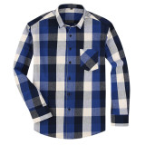 Men's Plaid Shirt Slim Fit  Casual Long Sleeved Shirts