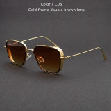 Luxury Steampunk Vintage Square Metal Frame Sunglasses